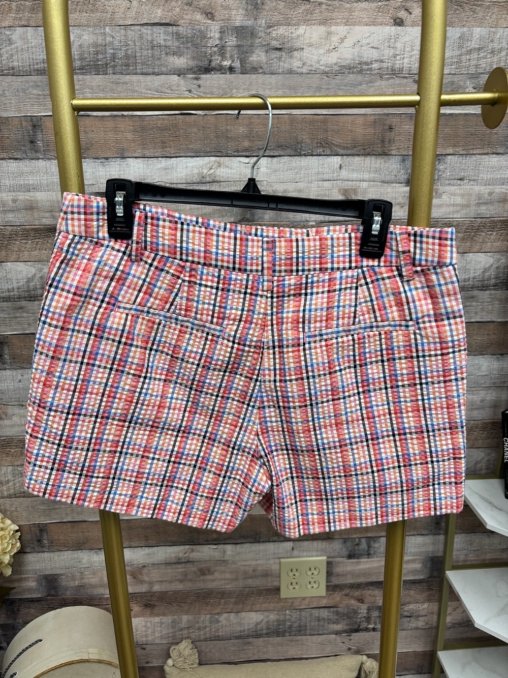 Loft Riviera Multicolor Gingham Shorts 8 - Picture 2 of 3